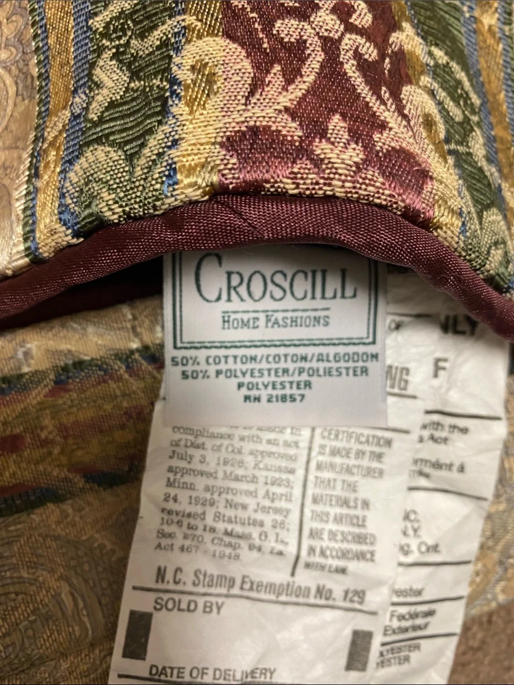 Croscill Duvet Gold Paisley with Olive and Burgundy Stripes